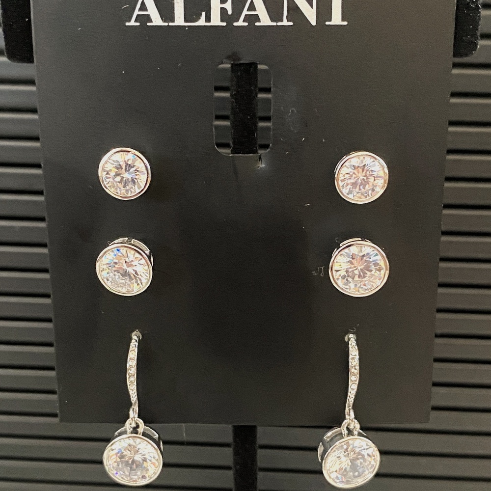 Alfani 3-Pc Set Crystal Stud & Drop Earrings